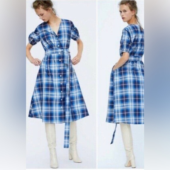 NEW ZARA CHECKERED PRINT DRESS - Picture 2 of 7